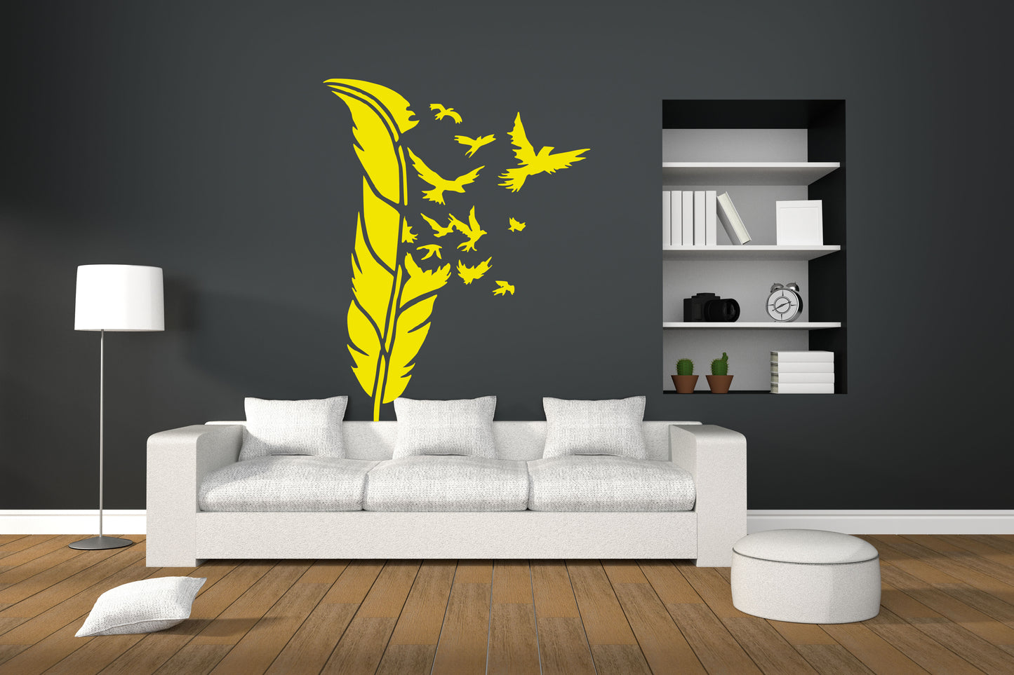 Feather With Birds Flying