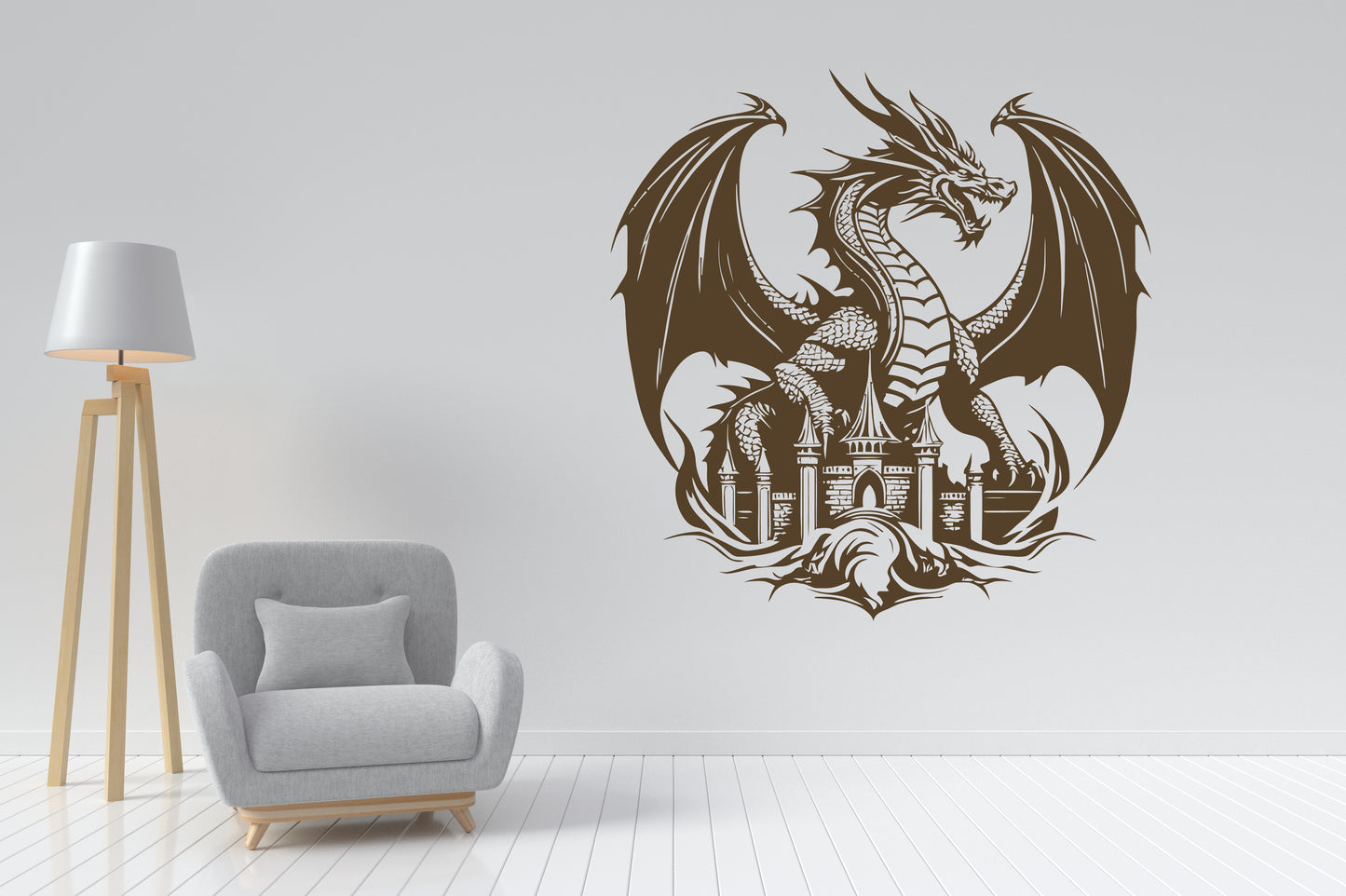 DRAGON ON WALL ..WALL ART VINYL DECAL STICKER