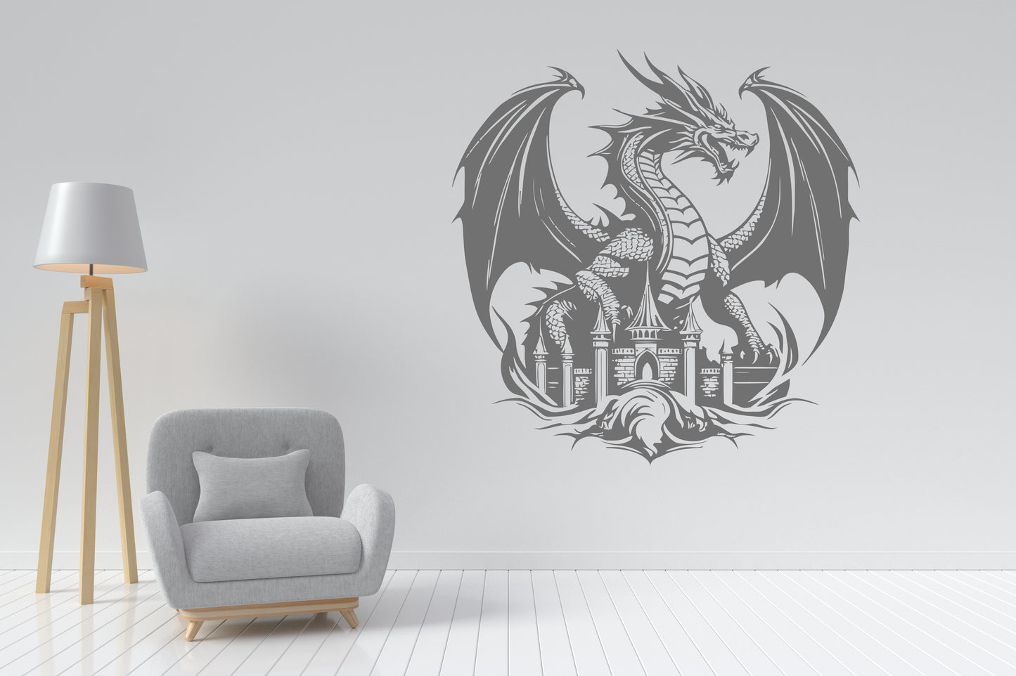 DRAGON ON WALL ..WALL ART VINYL DECAL STICKER