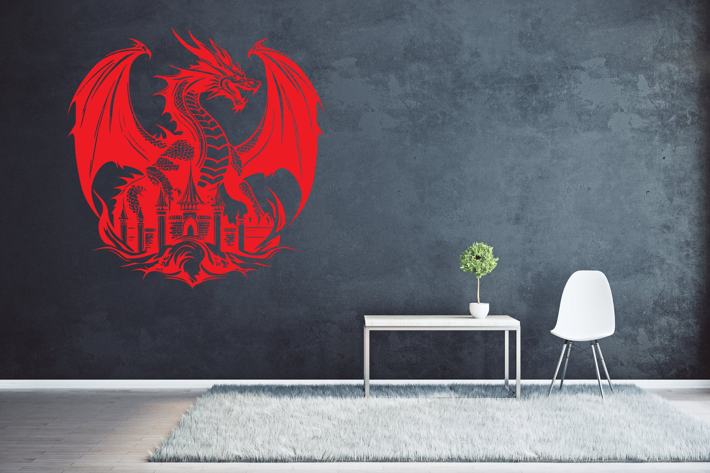 DRAGON ON WALL ..WALL ART VINYL DECAL STICKER
