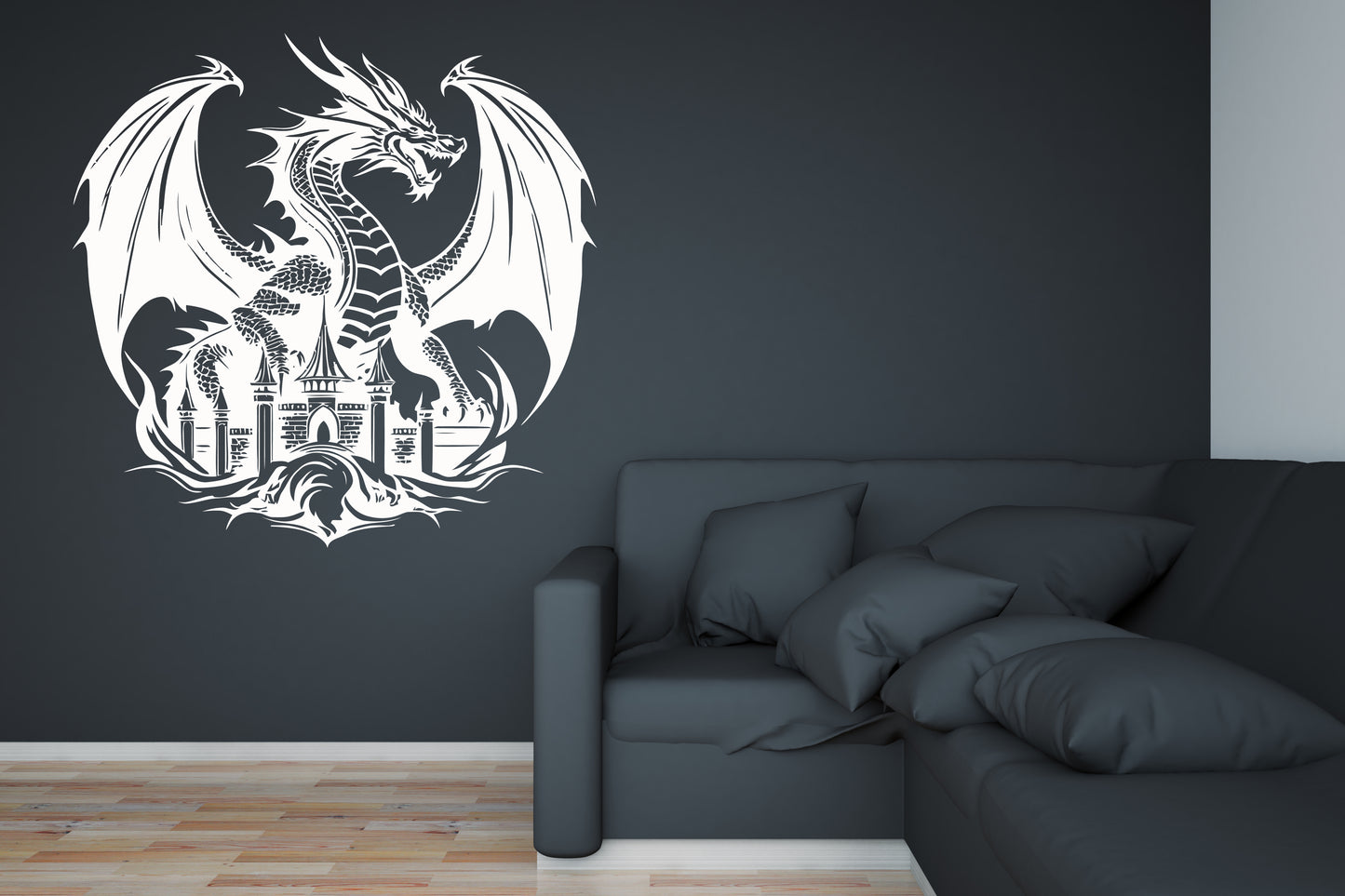 DRAGON ON WALL ..WALL ART VINYL DECAL STICKER