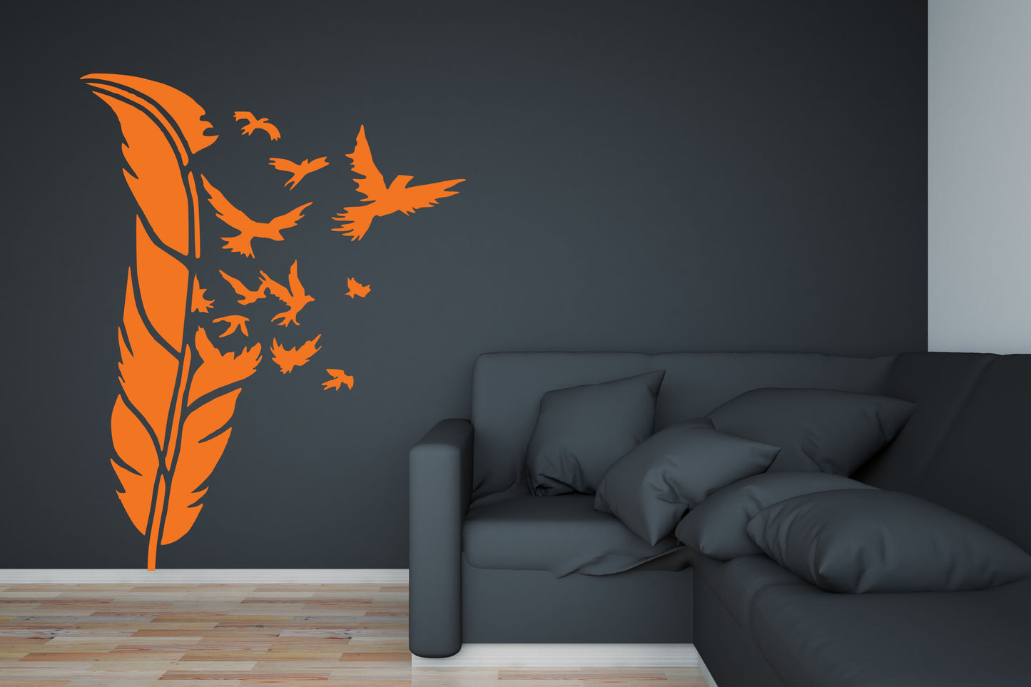 Feather With Birds Flying